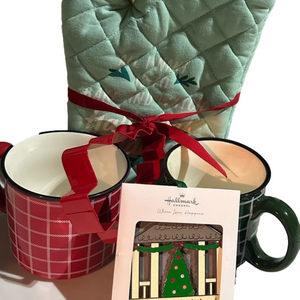 Hallmark NWT HOLIDAY BUNDLE- Oven Mitt + Ornament Metal + Holiday Mugs set of 2